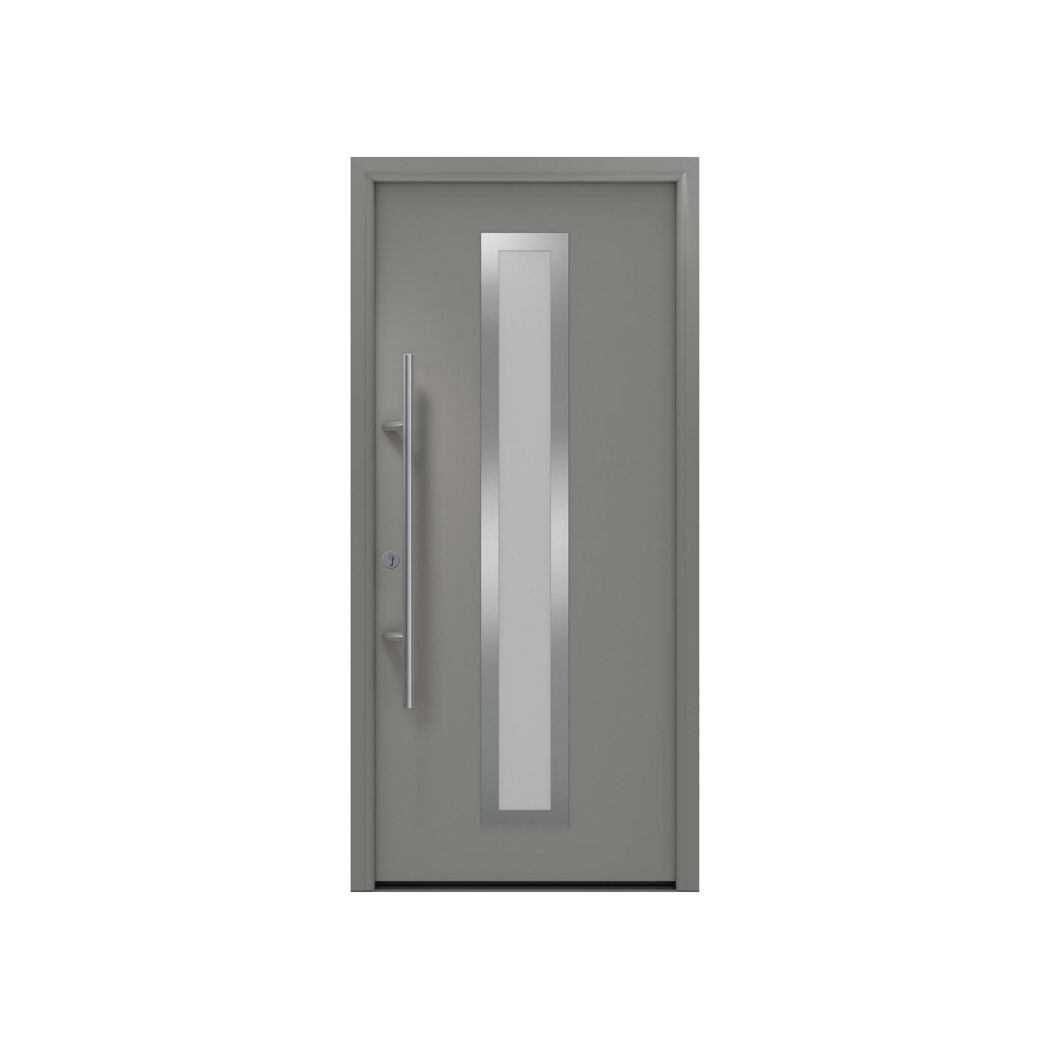 Alu-Stahlhaustür 'ISOPRO Secur IPS 700S' graualuminium links 110 x 210 cm