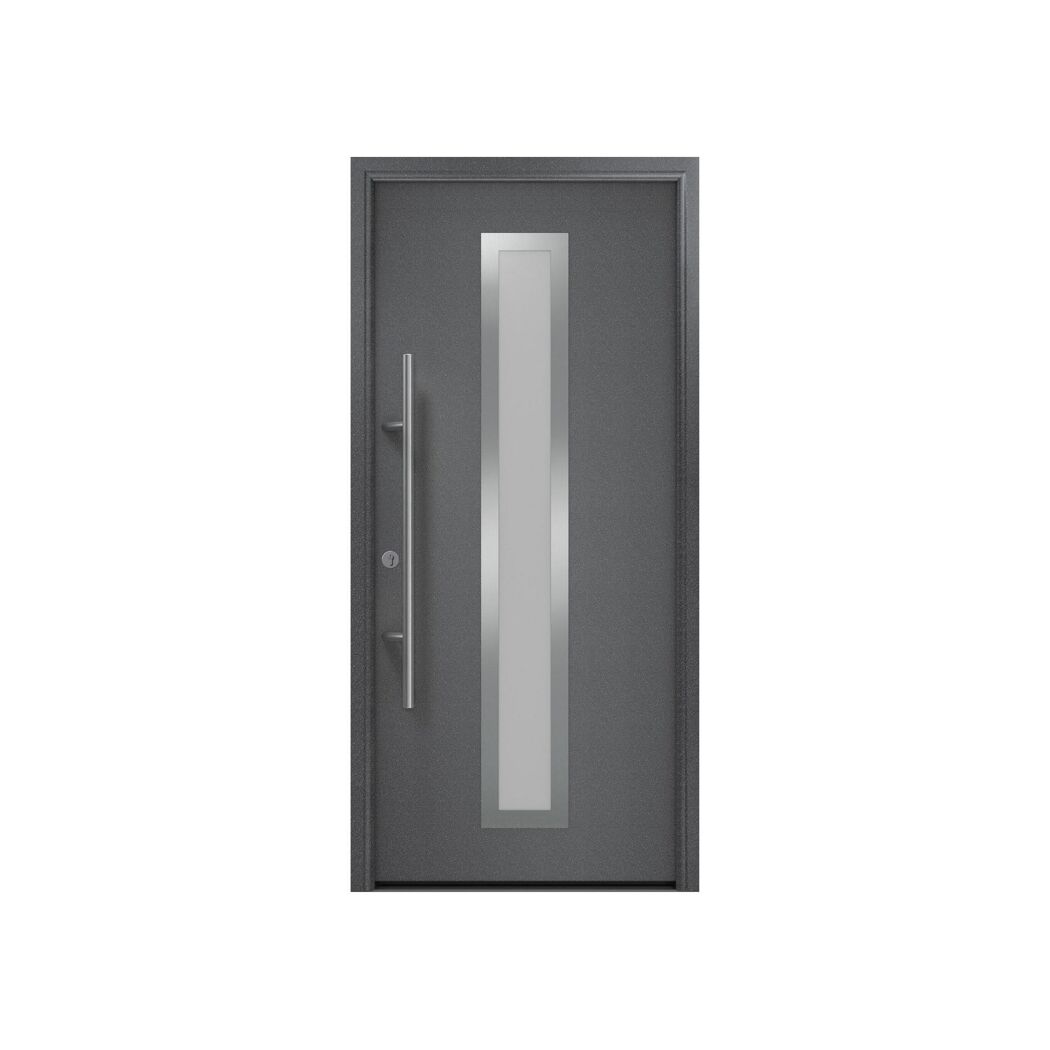 Alu-Stahlhaustür 'ISOPRO Secur IPS 020S' anthrazit metallic links 110 x 210 cm