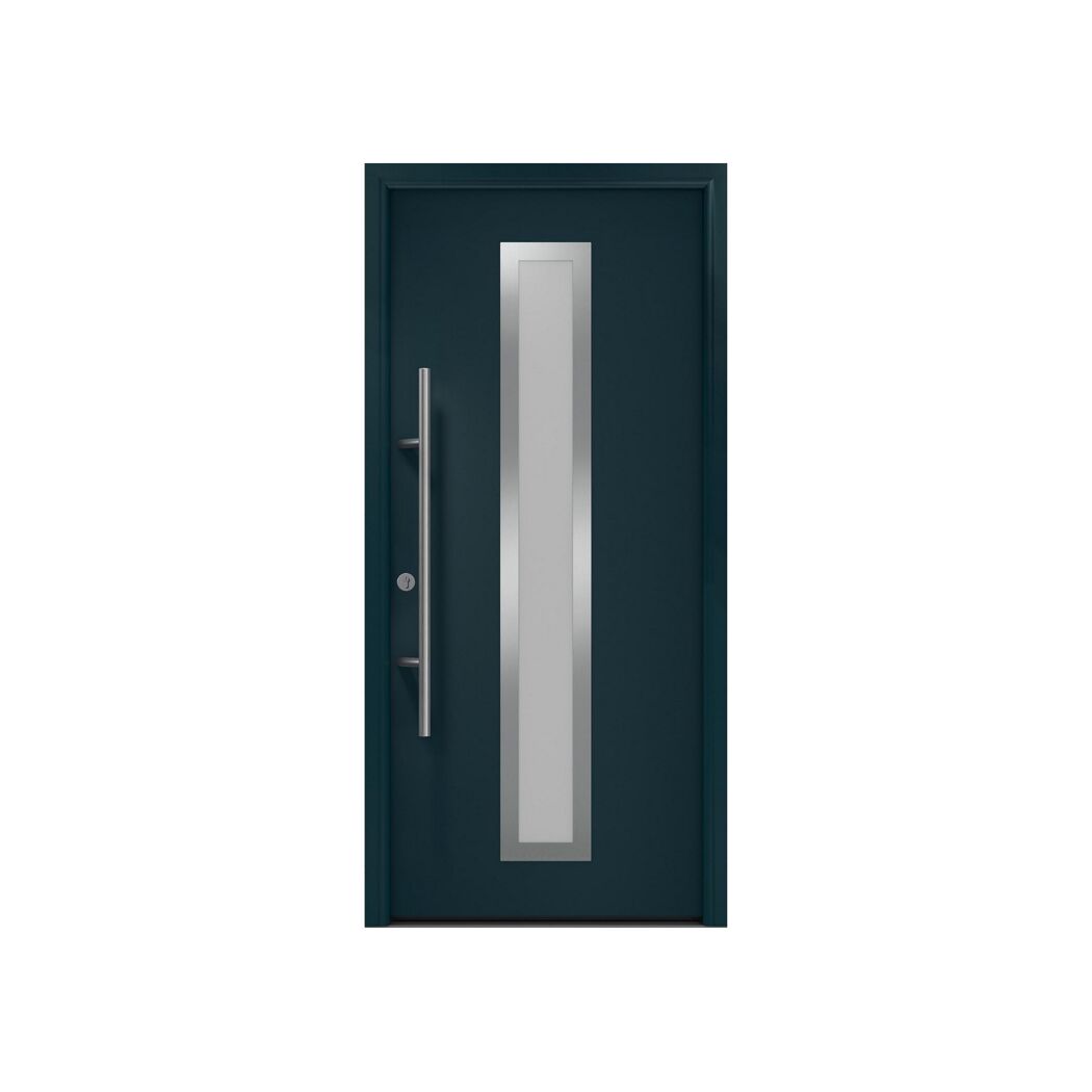 Alu-Stahlhaustür 'ISOPRO Secur IPS 020S' anthrazitgrau links 110 x 210 cm