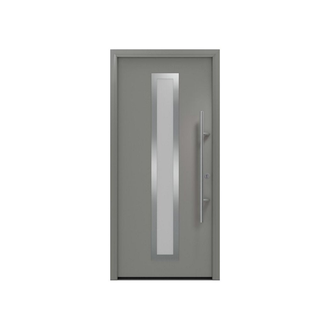 Alu-Stahlhaustür 'ISOPRO Secur IPS 020S' graualuminium rechts 110 x 210 cm