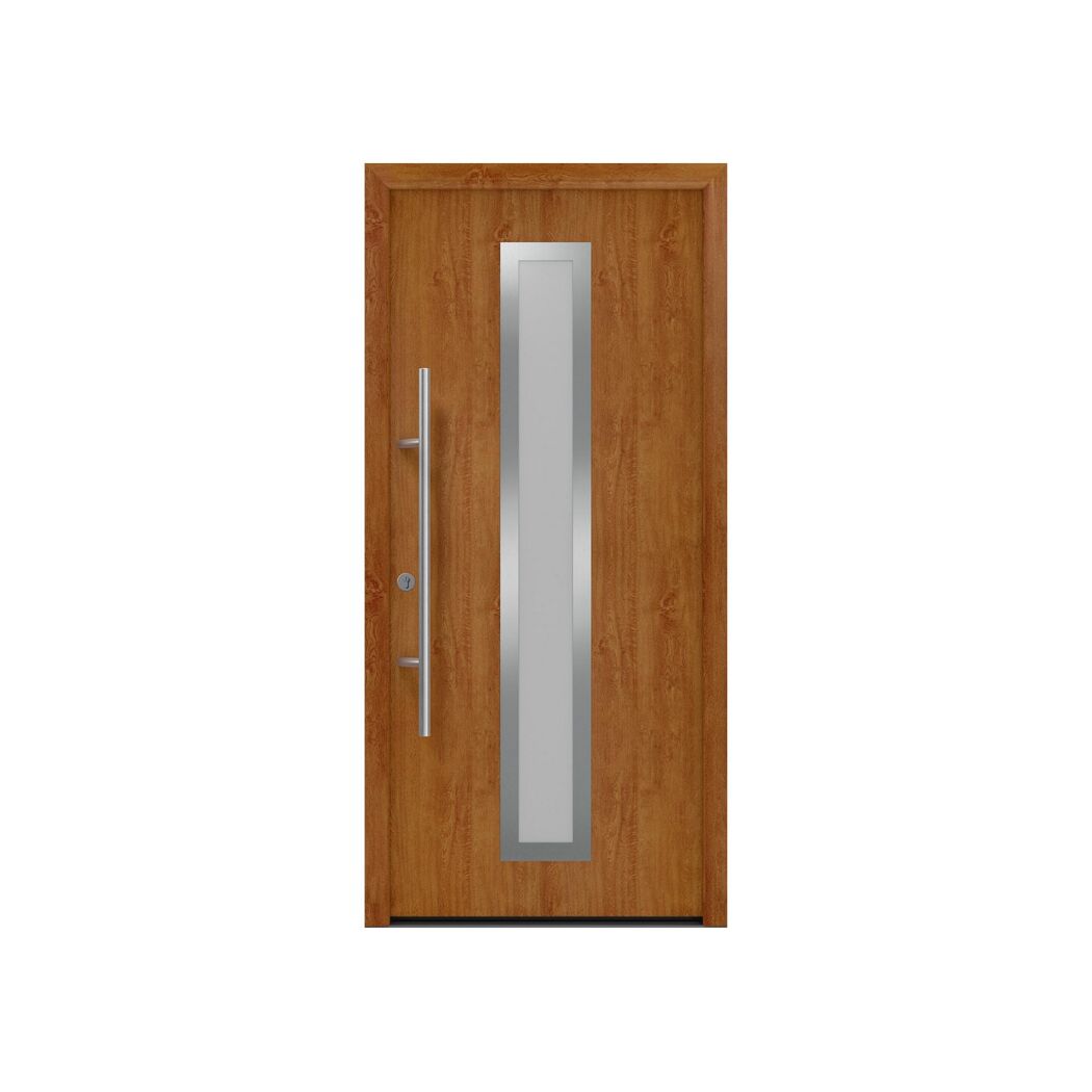 Alu-Stahlhaustür 'ISOPRO Secur IPS 410S' Golden Oak links 110 x 210 cm