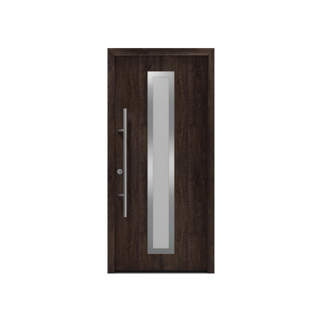 Alu-Stahlhaustür 'ISOPRO Secur IPS 410S' Night Oak links 110 x 210 cm