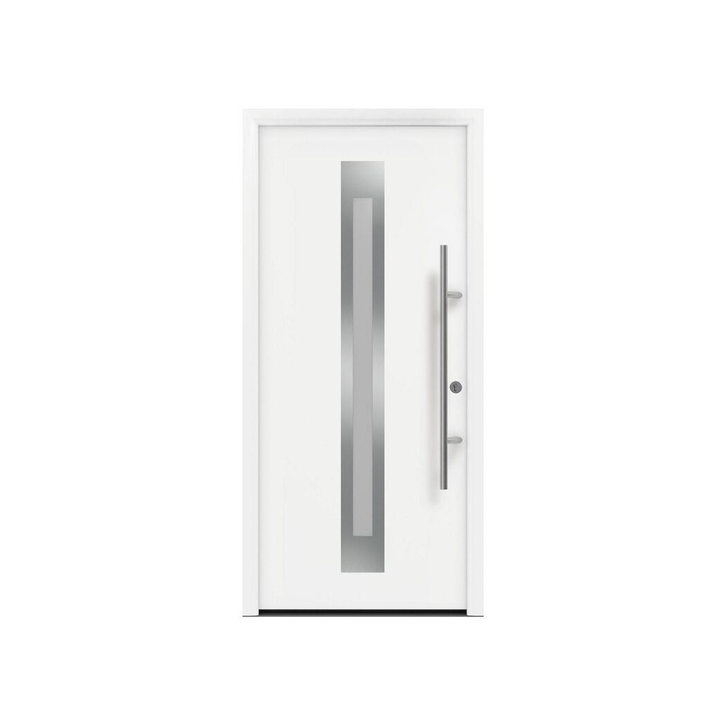 Alu-Stahlhaustür 'ISOPRO Secur IPS 770S' verkehrsweiß rechts 110 x 210 cm