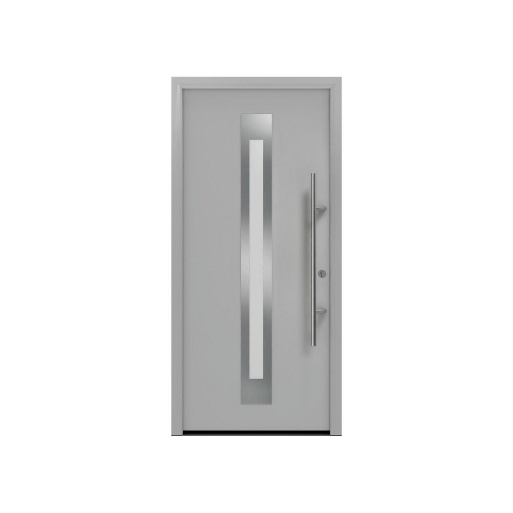 Alu-Stahlhaustür 'ISOPRO Secur IPS 770S' ral 9006 weißaluminium rechts 110 x 210 cm