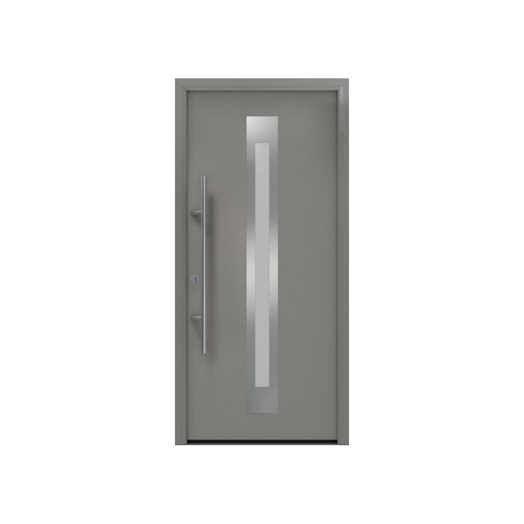 Alu-Stahlhaustür 'ISOPRO Secur IPS 770S' graualuminium links 110 x 210 cm