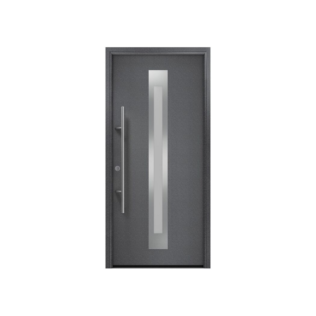 Alu-Stahlhaustür 'ISOPRO Secur IPS 770S' anthrazit metallic links 110 x 210 cm