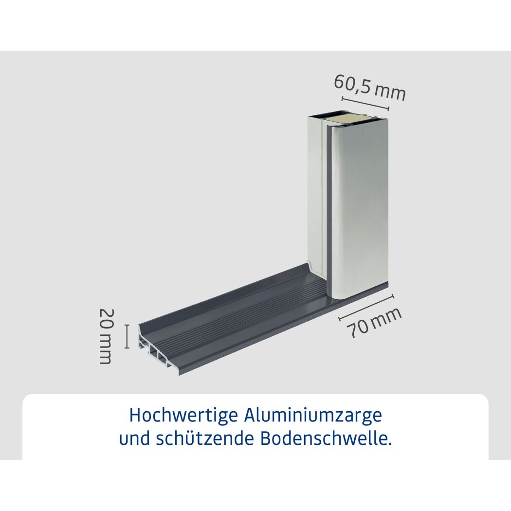 Alu-Stahlhaustür 'ISOPRO Secur IPS 770S' anthrazit metallic links 110 x 210 cm