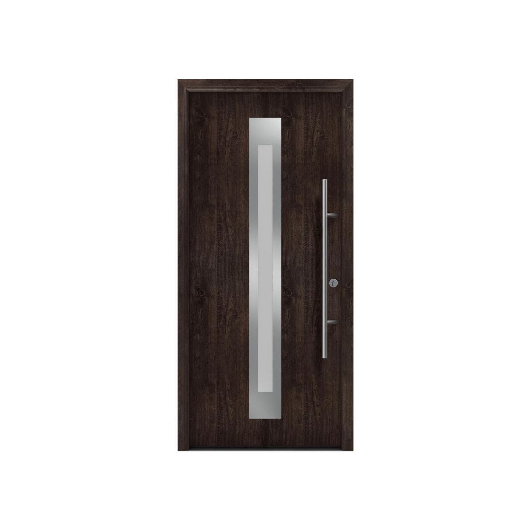 Alu-Stahlhaustür 'ISOPRO Secur IPS 780S' Night Oak rechts 110 x 210 cm