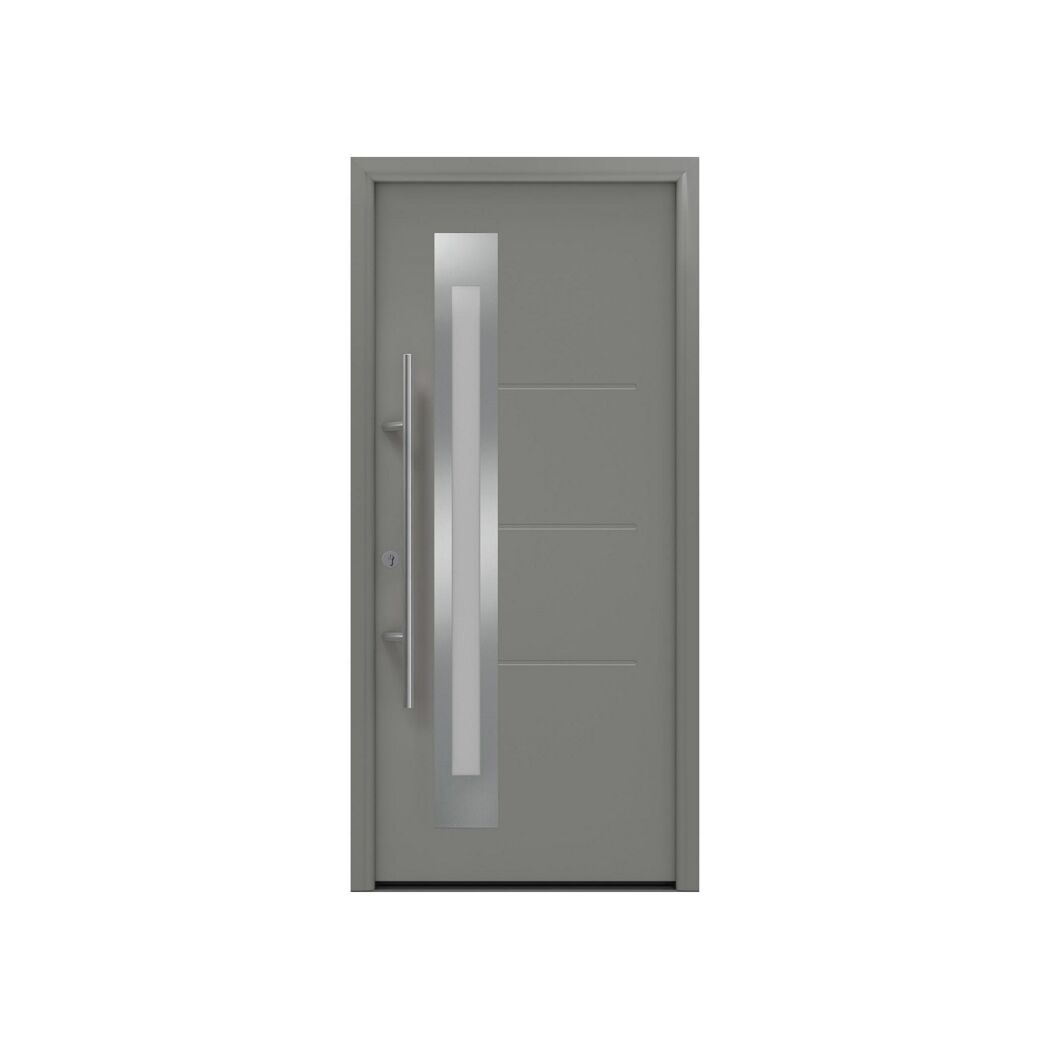 Alu-Stahlhaustür 'ISOPRO Secur IPS 770S' graualuminium links 110 x 210 cm
