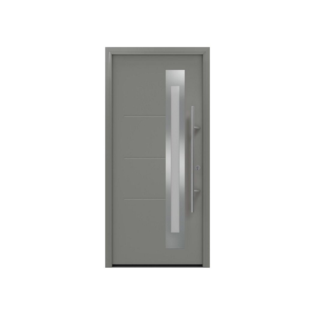 Alu-Stahlhaustür 'ISOPRO Secur IPS 770S' graualuminium rechts 110 x 210 cm