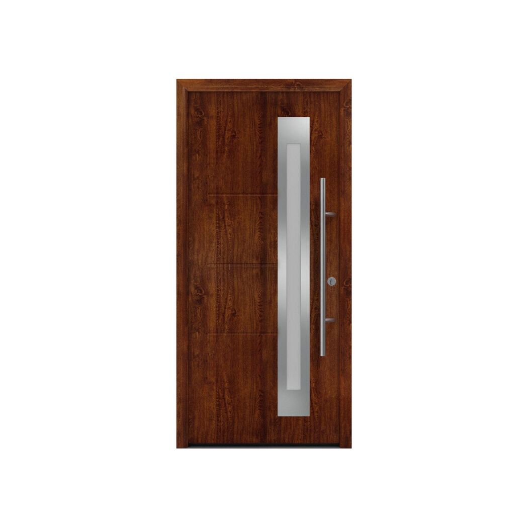 Alu-Stahlhaustür 'ISOPRO Secur IPS 770S' eichefarben dunkel rechts 110 x 210 cm