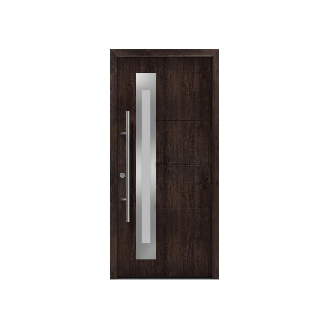 Alu-Stahlhaustür 'ISOPRO Secur IPS 770S' Night Oak links 110 x 210 cm