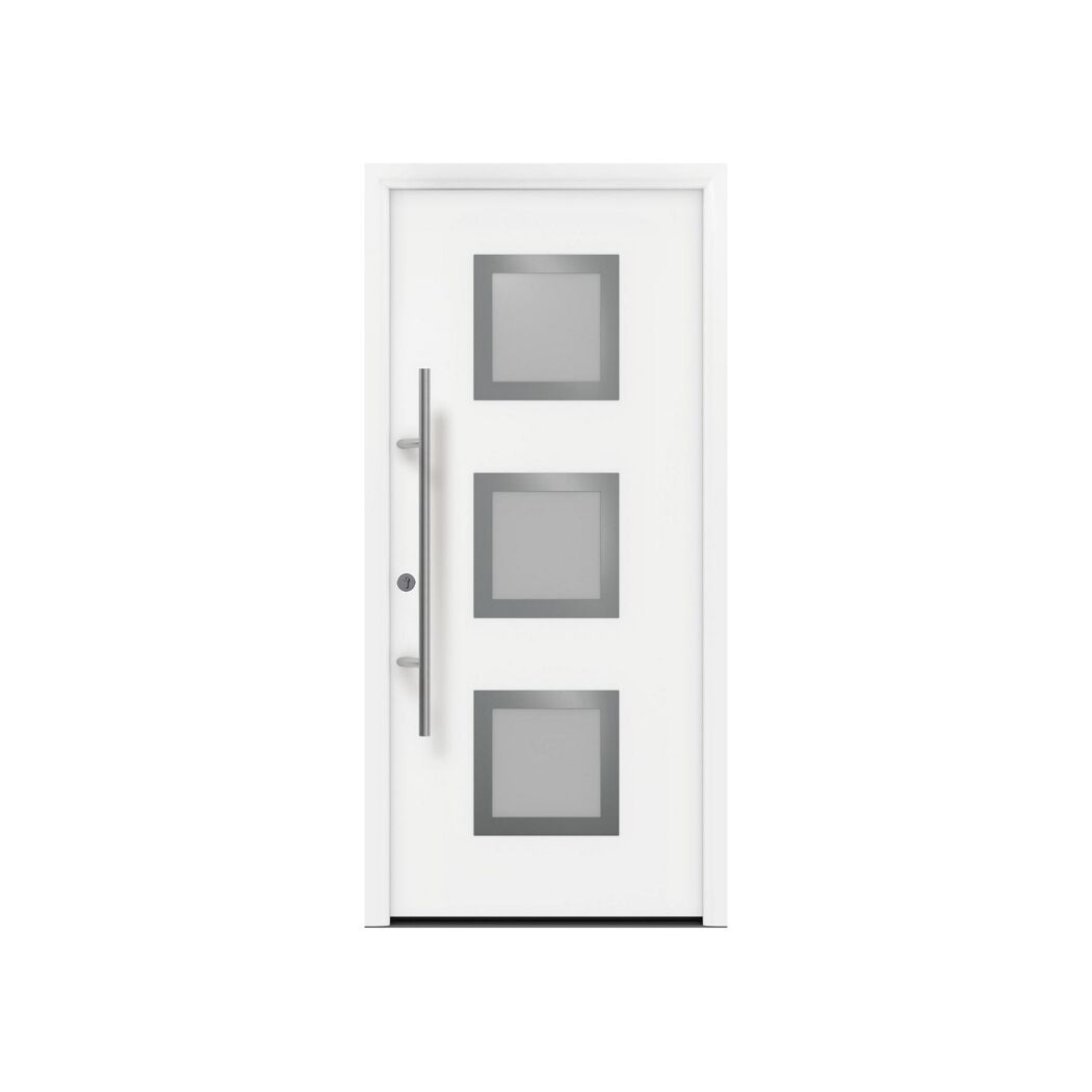 Alu-Stahlhaustür 'ISOPRO Secur IPS 770S' verkehrsweiß links 110 x 210 cm