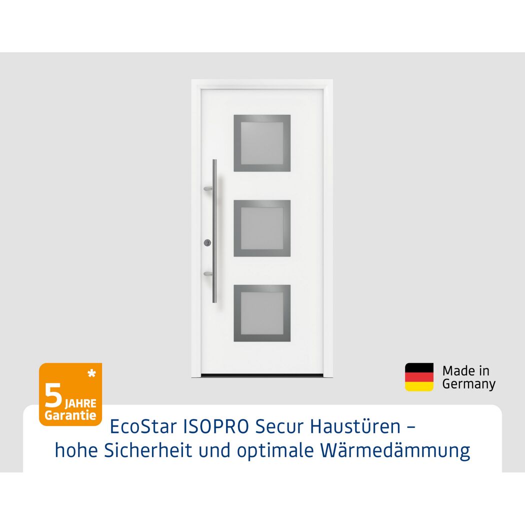 Alu-Stahlhaustür 'ISOPRO Secur IPS 770S' verkehrsweiß links 110 x 210 cm