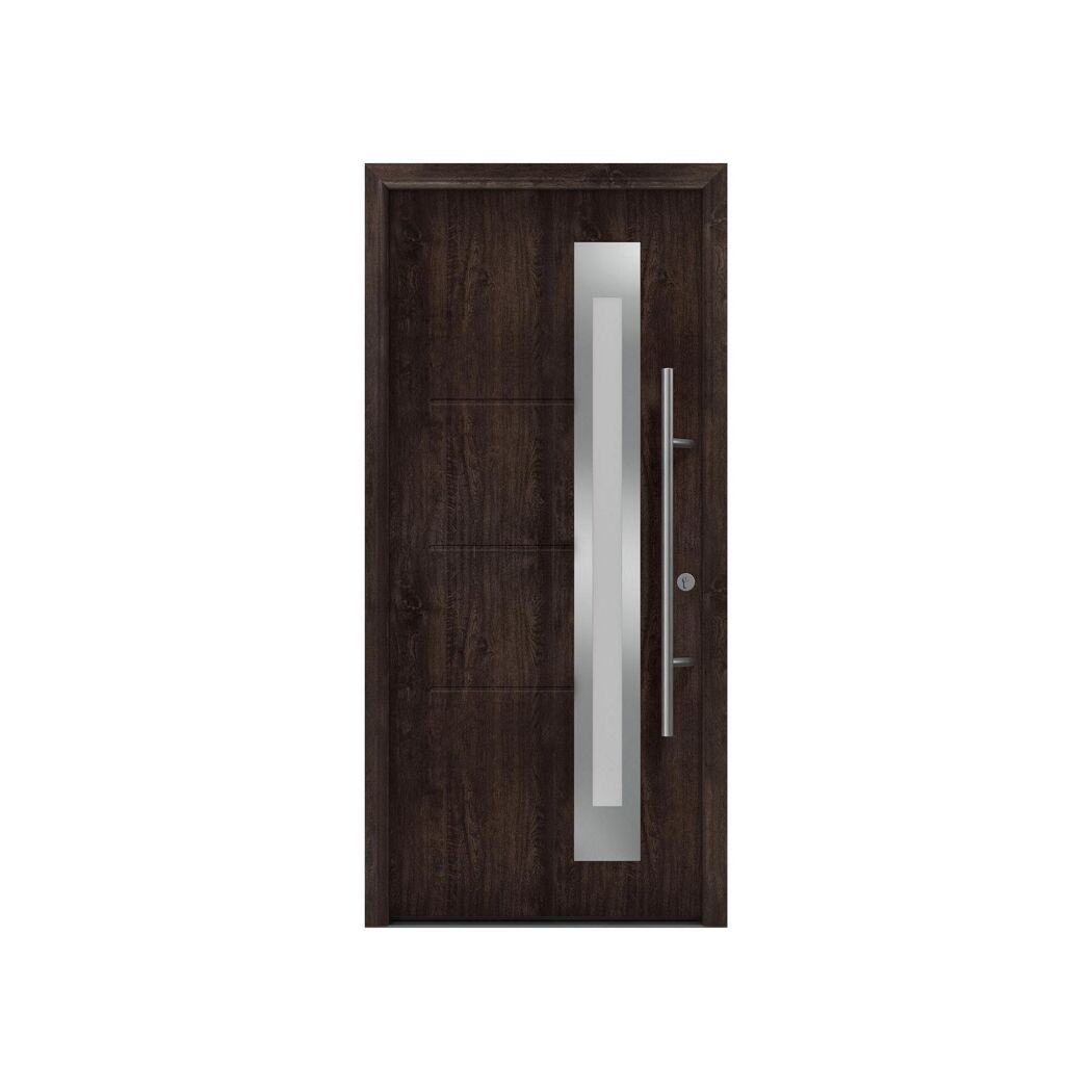 Alu-Stahlhaustür 'ISOPRO Secur IPS 770S' Night Oak rechts 110 x 210 cm