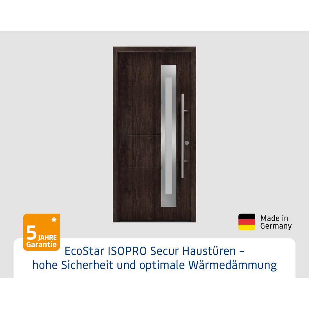 Alu-Stahlhaustür 'ISOPRO Secur IPS 770S' Night Oak rechts 110 x 210 cm
