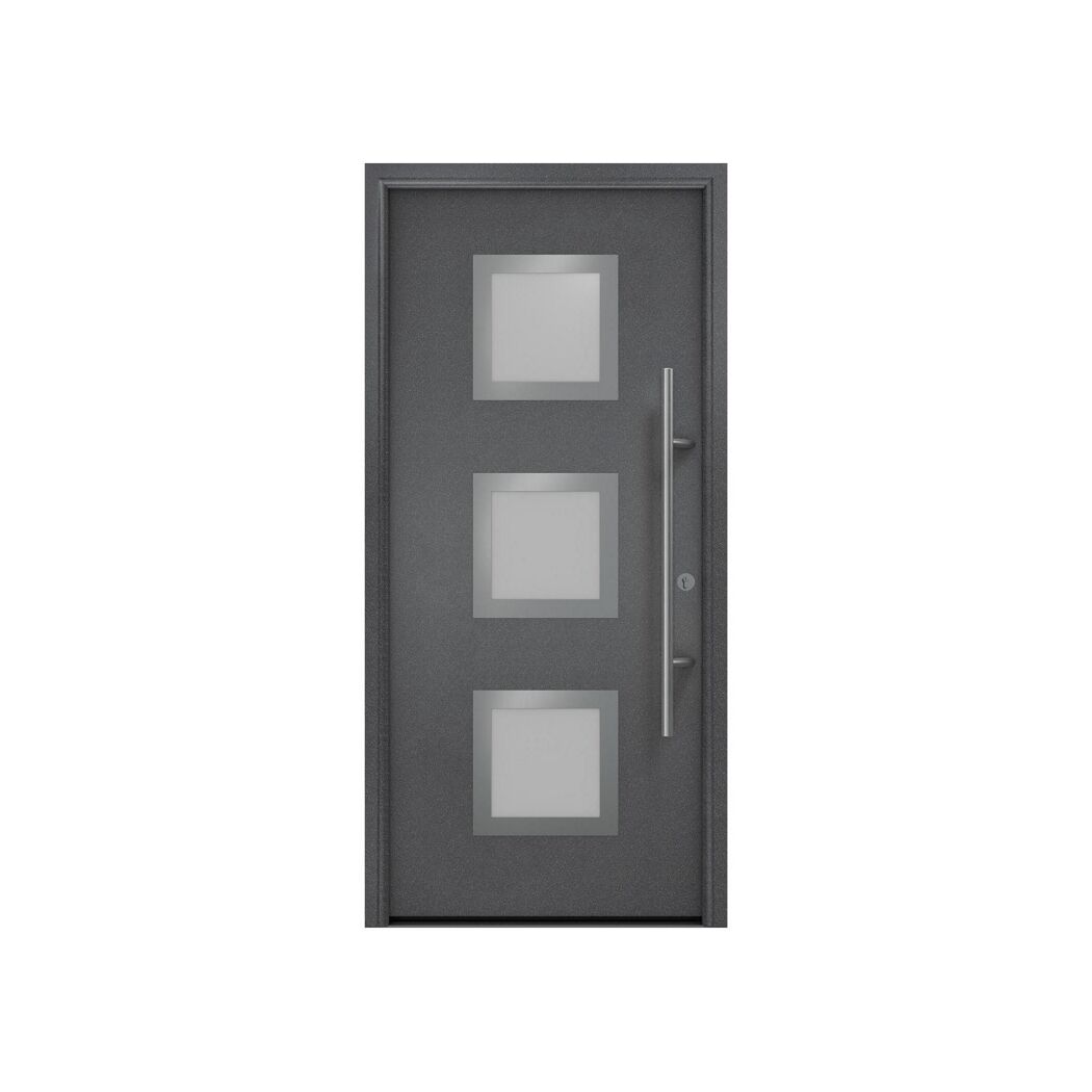Alu-Stahlhaustür 'ISOPRO Secur IPS 780S' anthrazit metallic rechts 110 x 210 cm