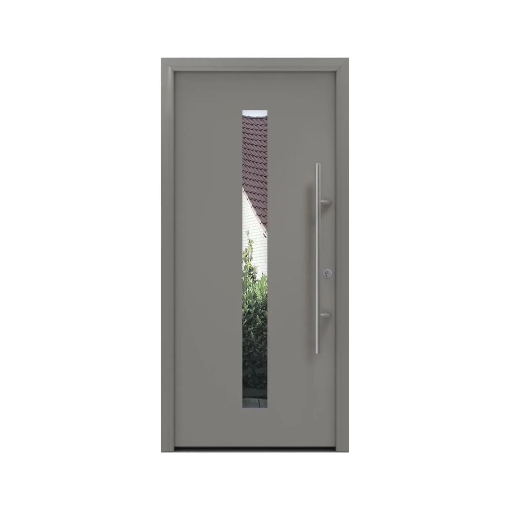 Alu-Stahlhaustür 'ISOPRO Secur IPS 610N' graualuminium links 110 x 210 cm