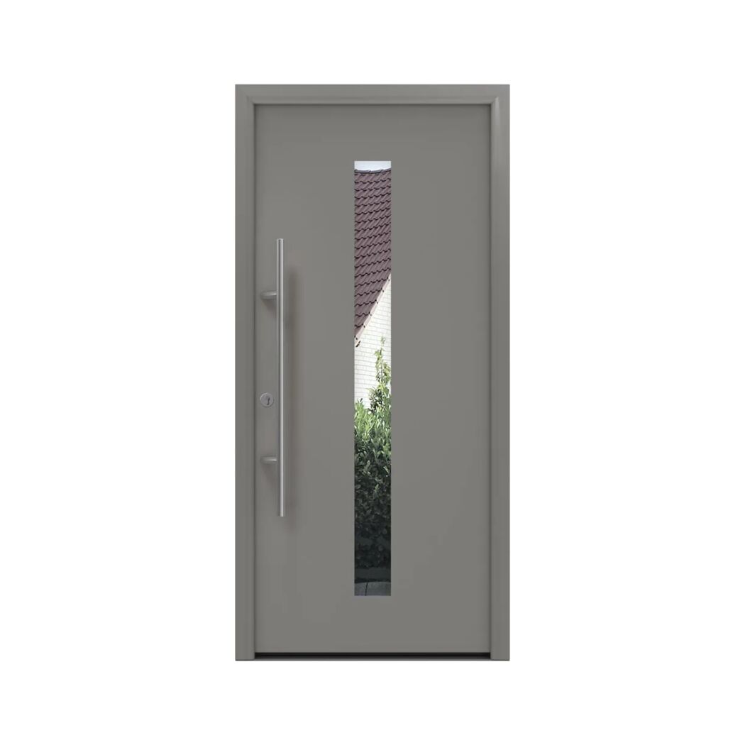 Alu-Stahlhaustür 'ISOPRO Secur IPS 610N' graualuminium rechts 110 x 210 cm