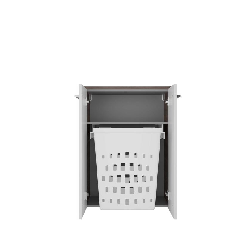 Midischrank 'Verona' Nussbaum, weiß 60,2 x 82,6 x 32 cm mit Wäschekorb