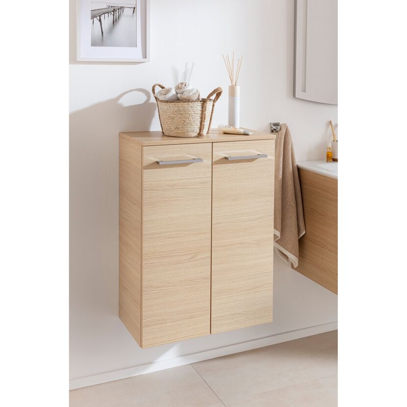 Midischrank 'B.Style' 60,2 x 82,6 x 32 cm Sandeiche mit Wäschekorb