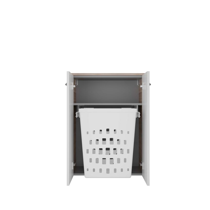 Midischrank 'Luxor' 60,2 x 82,6 x 32 cm Steinesche, weiß mit Wäschekorb