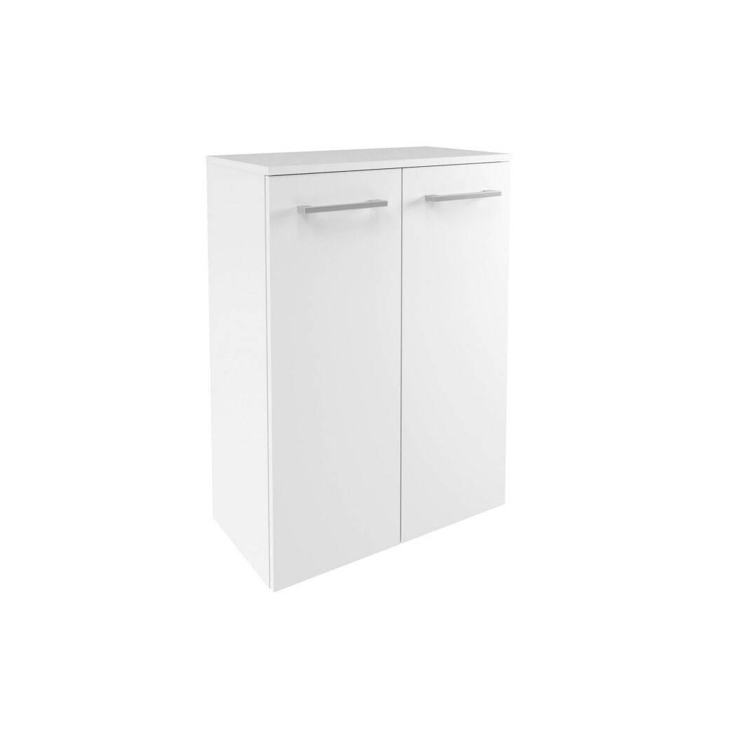 Weißer Midischrank 'Verona' mit zwei Türen und Griffen.