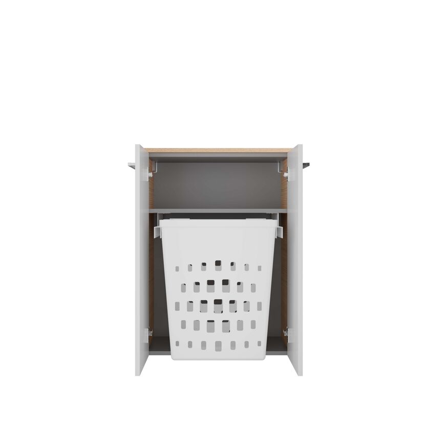 Midischrank 'B.Style' 60,2 x 82,6 x 32 cm Sandeiche, weiß mit Wäschekorb