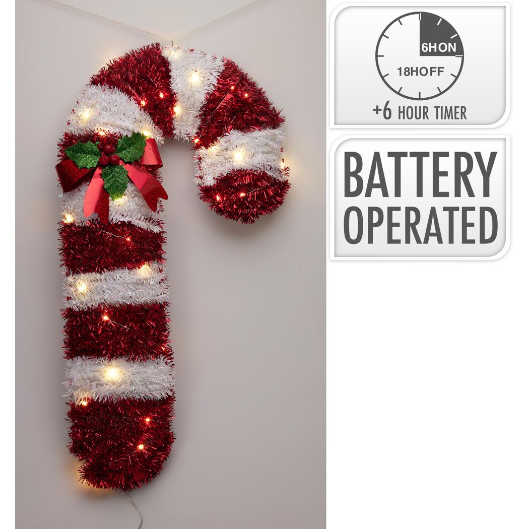 LED-Dekofigur Zuckerstange 30 LEDs 33 x 62 cm