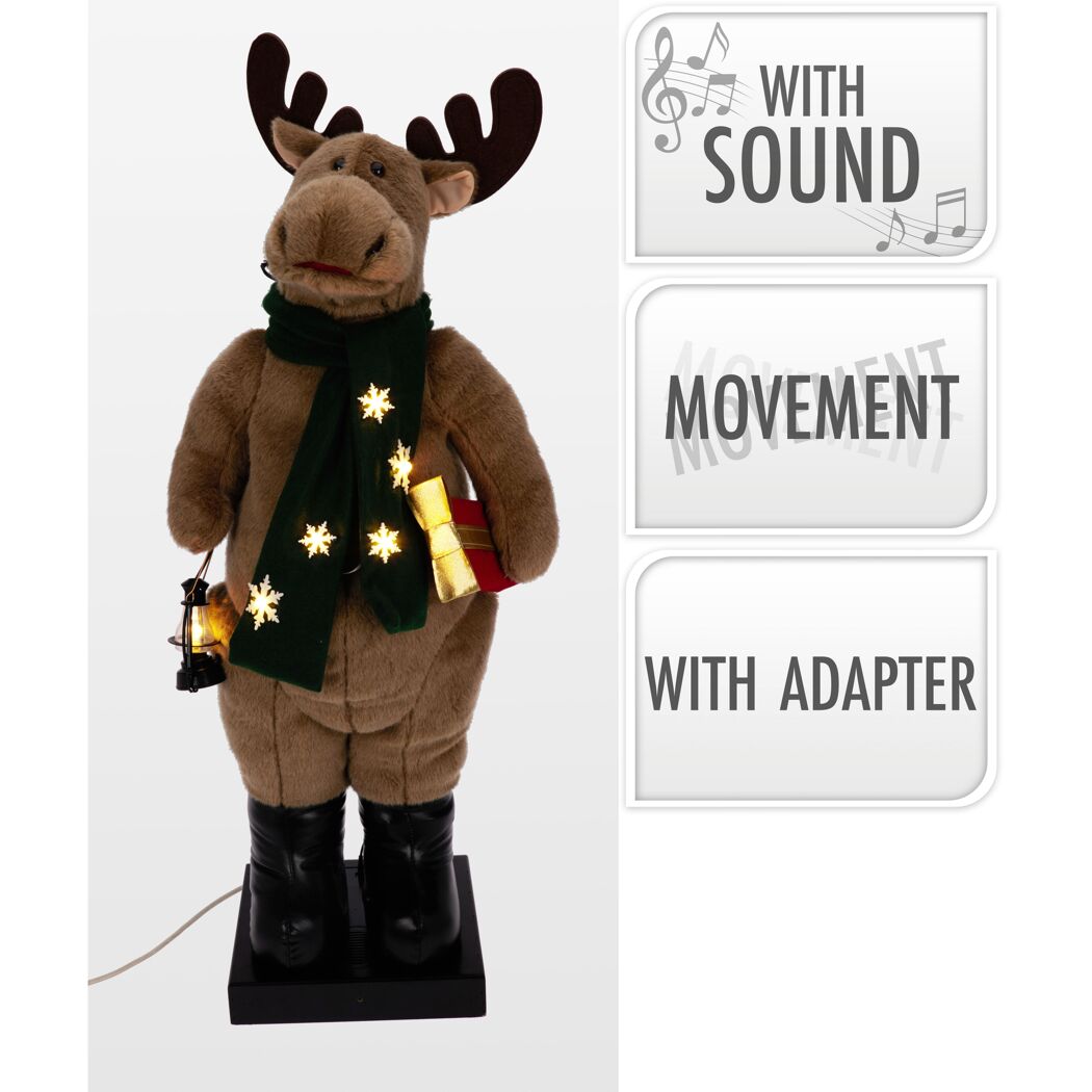 LED-Dekofigur Elch mit Sound und Bewegung 110 cm