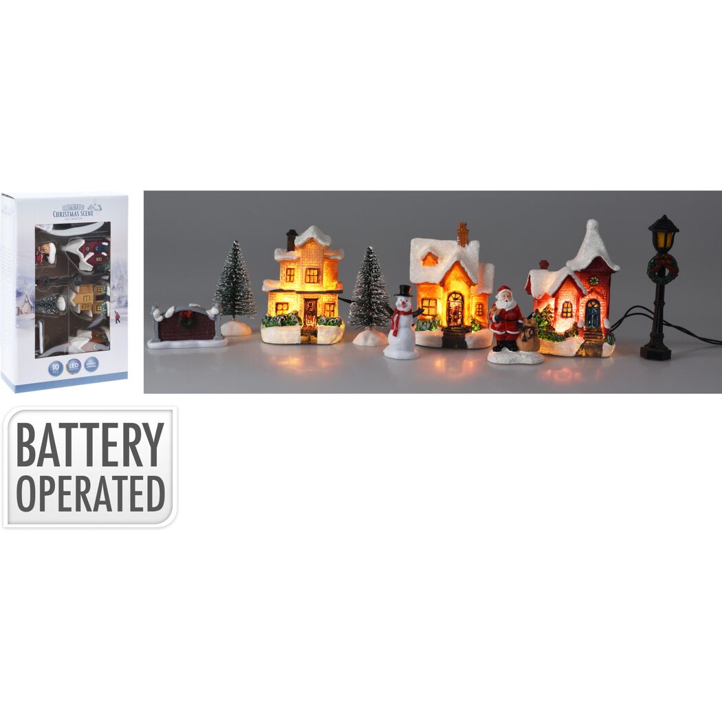 LED-Szenerie Winterdorf 10-teilig