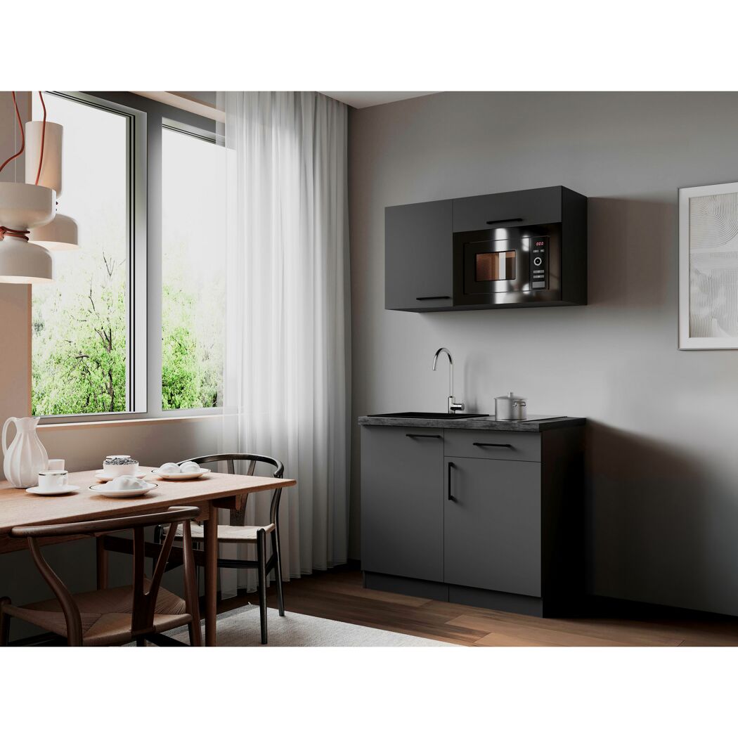 Küchenzeile 'Oliver' mit E-Geräten grau 100 cm