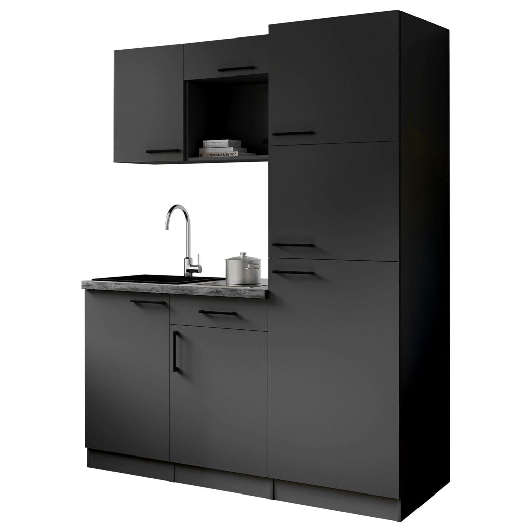 Küchenzeile 'Oliver' mit E-Geräten grau 160 cm