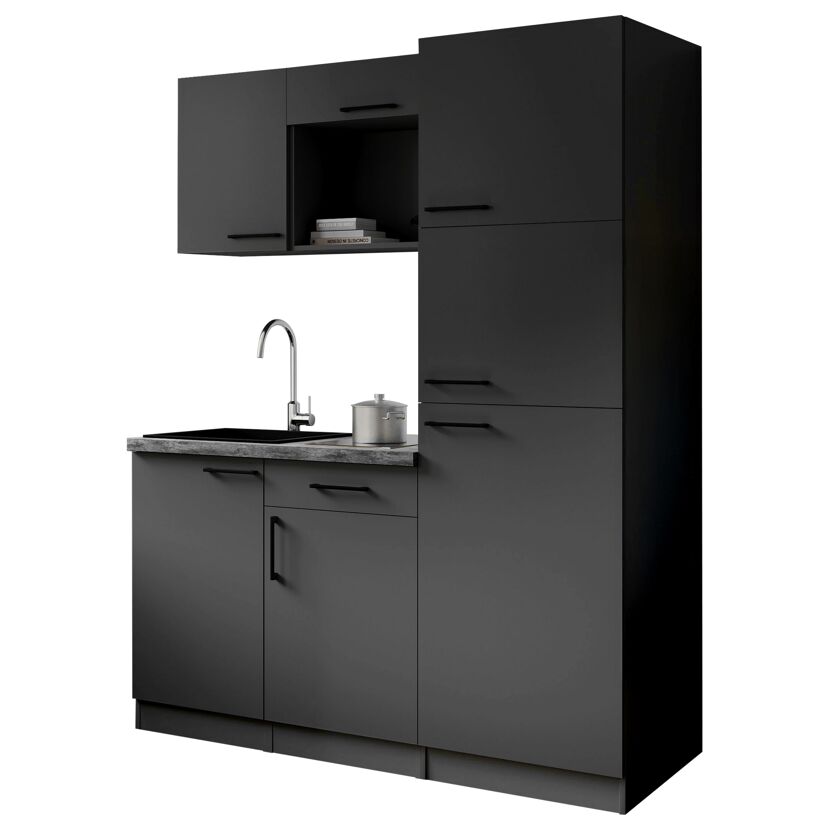 Küchenzeile 'Oliver' mit E-Geräten grau 160 cm