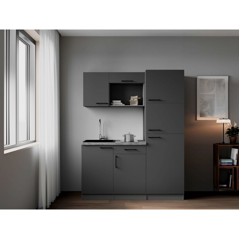 Küchenzeile 'Oliver' mit E-Geräten grau 160 cm