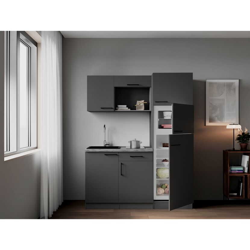 Küchenzeile 'Oliver' mit E-Geräten grau 160 cm