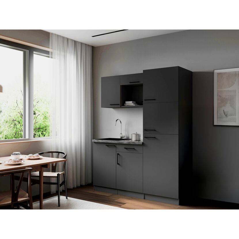 Küchenzeile 'Oliver' mit E-Geräten grau 160 cm