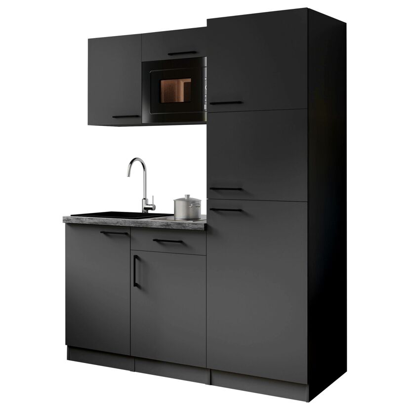 Küchenzeile 'Oliver' mit E-Geräten grau 160 cm