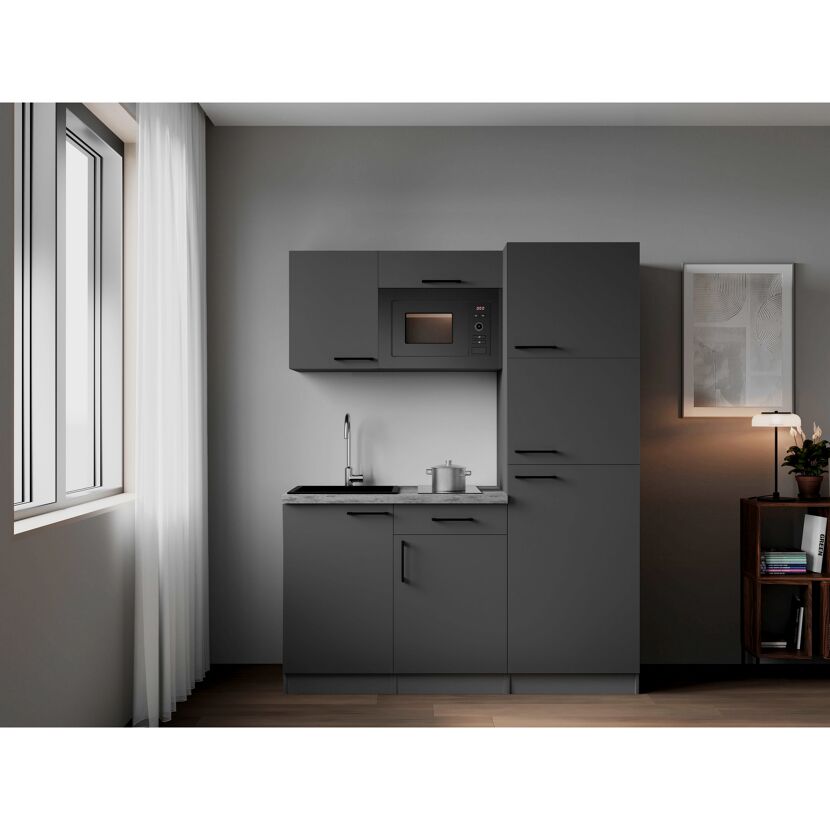 Küchenzeile 'Oliver' mit E-Geräten grau 160 cm