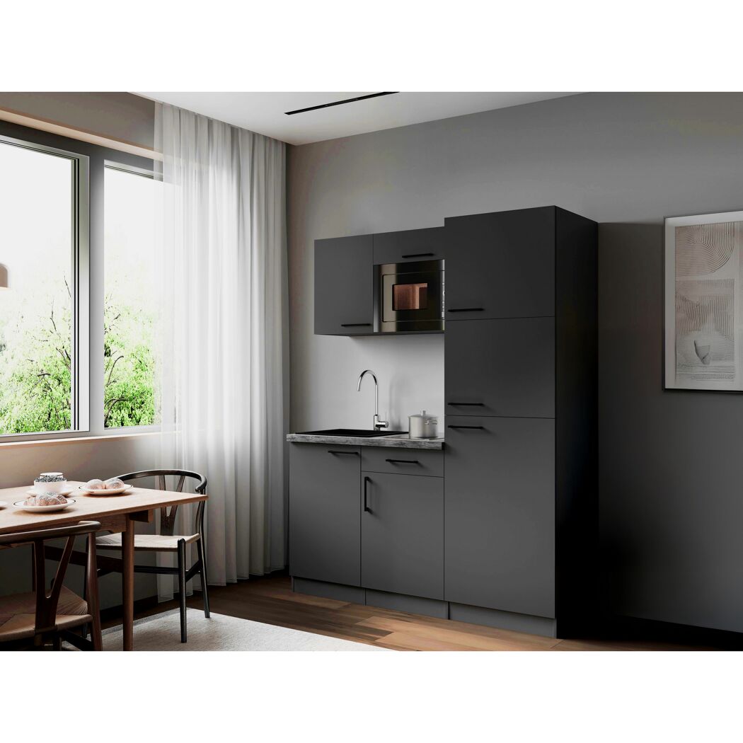 Küchenzeile 'Oliver' mit E-Geräten grau 160 cm