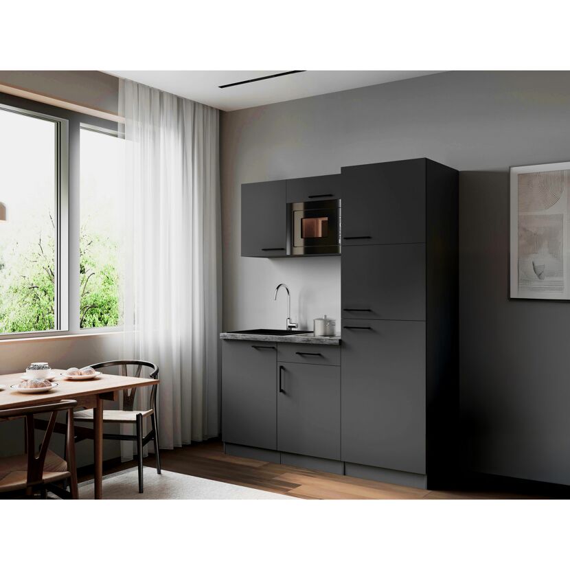 Küchenzeile 'Oliver' mit E-Geräten grau 160 cm