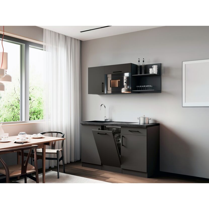 Küchenzeile 'Oliver' mit E-Geräten grau 145 cm