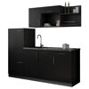 Küchenzeile 'Oliver' mit E-Geräten schwarz/grau 205 cm