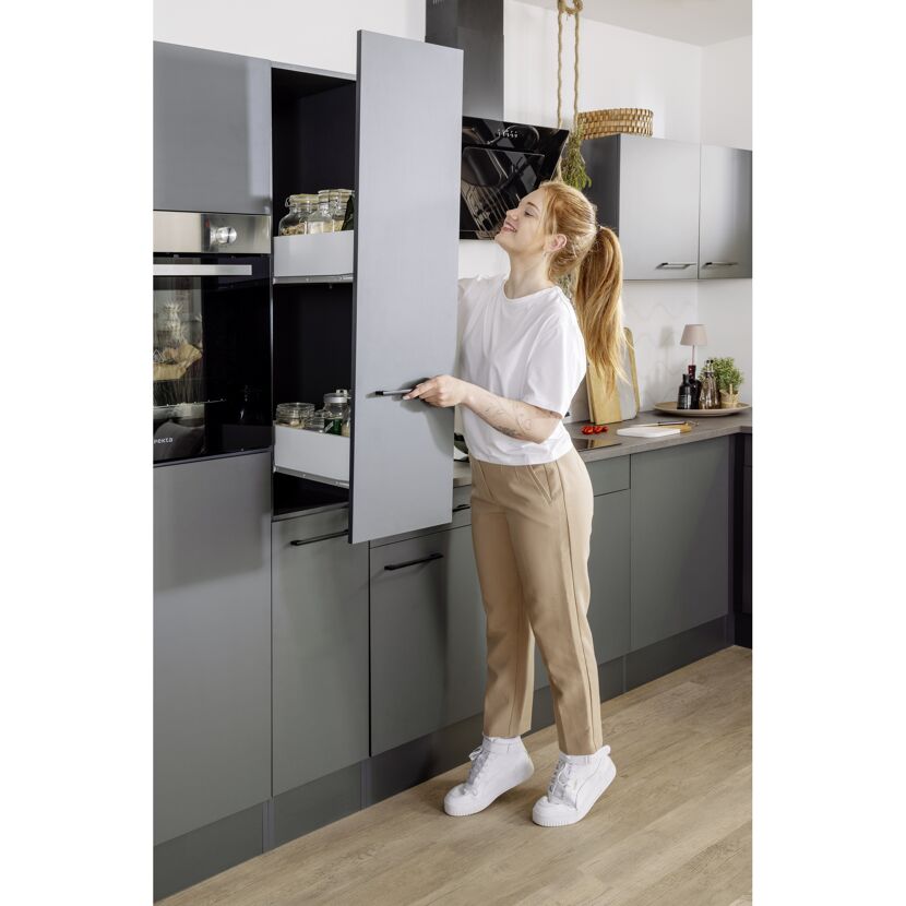 Küchenzeile 'Oliver' mit E-Geräten grau 175 cm