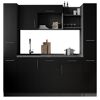 Küchenzeile 'Oliver' mit E-Geräten schwarz/grau 205 cm