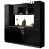 Küchenzeile 'Oliver' mit E-Geräten schwarz/grau 205 cm