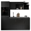 Küchenzeile 'Oliver' mit E-Geräten schwarz/grau 205 cm