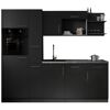 Küchenzeile 'Oliver' mit E-Geräten schwarz/grau 235 cm