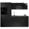 Küchenzeile 'Oliver' mit E-Geräten schwarz/grau 235 cm
