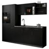 Küchenzeile 'Oliver' mit E-Geräten schwarz/grau 235 cm
